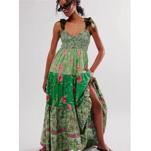 Floral Green Maxi Dress